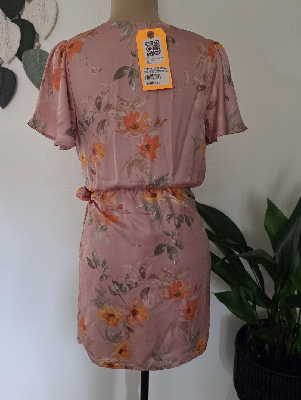 NWT Peach Love Satin Wrap Mini Dress - small - Picture 3 of 9